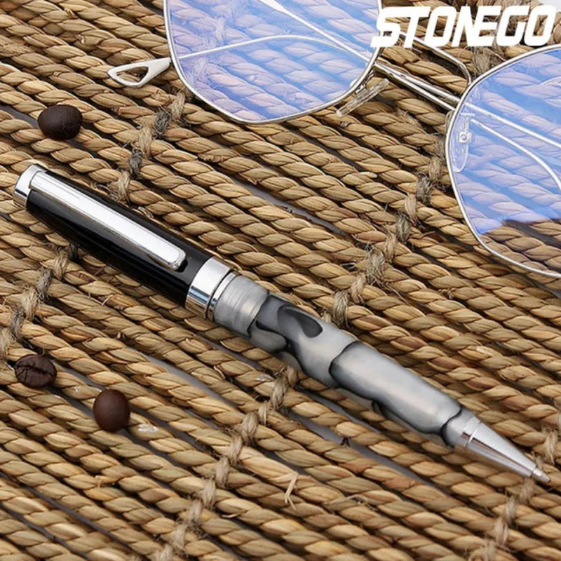 Caneta Esferográfica de Metal Luxuosa STONEGO: Retrátil em Aço Inoxidável com Acabamento em Laca