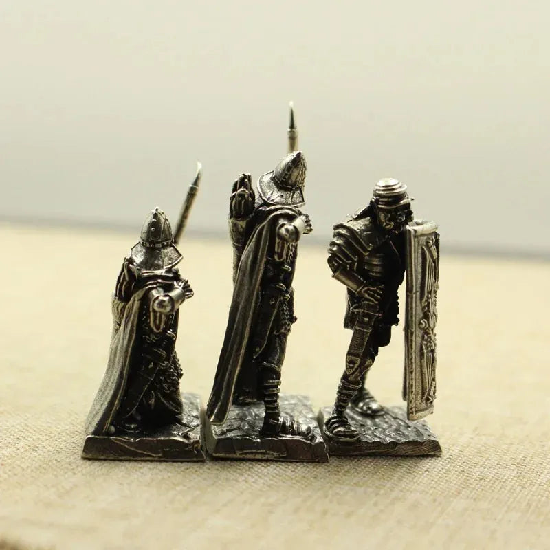 Military Sandbox Metal Copper Ornaments Figure Roman Legionary Soldier Model Archer Medieval Military Toys